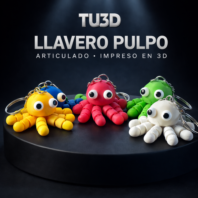 Llavero Pulpo Articulado – Impreso en 3D